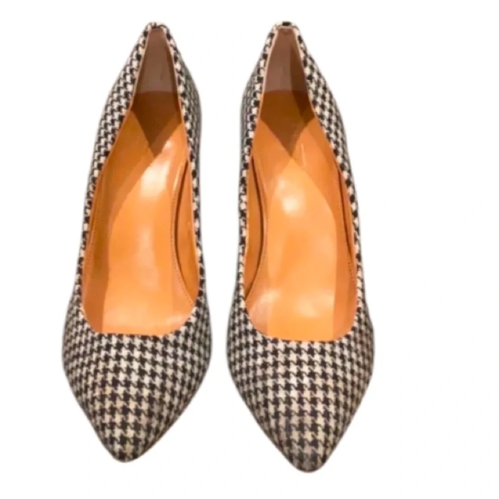 Authentic J. Crew designer gingham fabric heels pumps 8.5